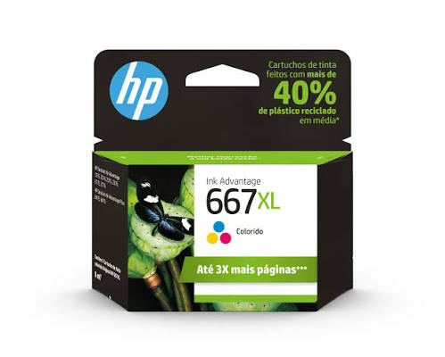 Cartucho Original HP Ink Advantage 667XL Colorido - 3YM80AB 8 ml